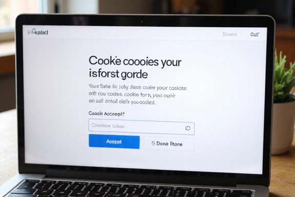 Laptop showing cookie consent banner